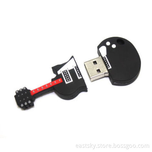 Custom guitar-shaped USB drive, made of soft PVC material, OEM orders welcome